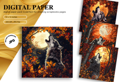 Wolf Wall Art Digital Paper Backgrounds Printable Scrapbook Product Image 1