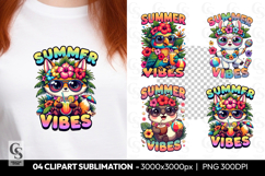 Summer Vibes Cute Animal Clipart PNG Sublimation Product Image 1