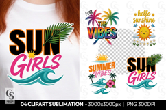 Sun Girls Summer Vibes Clipart PNG Product Image 1
