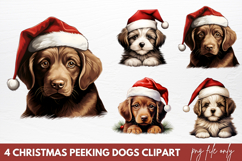 Christmas Peeking Dogs Clipart PNG Product Image 1