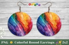 Fluid Art Round Earrings Design, Abstract Round Earring Product Image 1