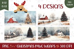 Christmas Village Mug Design, Winter Mug Template Product Image 1