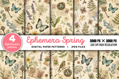 Ephemera Spring Butterfly Junk Journal JPG Product Image 1