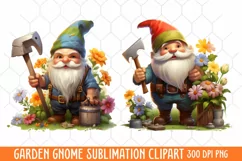 Garden Gnome Sublimation clipart, Watercolor Clipart Product Image 1