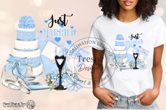 Blue Just Married Wedding PNG Bride Clipart Design Product Image 3