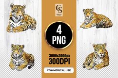 Watercolor Jaguar Big Cat Clipart Sublimation PNG Product Image 1