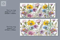 Wild Flower mug PNG sublimation. 11 &amp; 15 oz mug wrap PNG Product Image 2