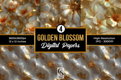 Golden Blossom Digital Paper Pattern Product Image 1