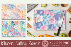 Pastel Felt Flowers Cutting Boards sublimation Designs Product Image 1