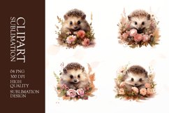 Watercolor hedgehog clipart sublimation png Product Image 1