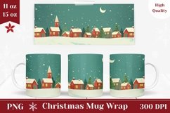 Christmas Mug Wrap, Winter Village Mug Sublimation Design Product Image 1