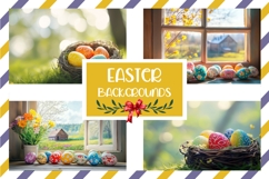 Floral Easter Eggs Background PNG, Easter Mockup Background Product Image 1