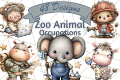 Zoo Animal Occupations PNG ,Cute Career Clipart Product Image 1