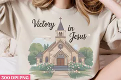 Victory In Jesus PNG, Retro Church Sublimation Product Image 2