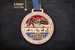 Ice Hockey Sport Medal SVG laser cut files for Glowforge Product Image 1