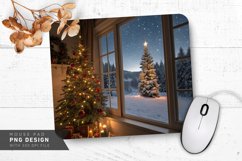 Cozy Holiday Scene Christmas Tree and Snow Mouse Pad PNG Product Image 1