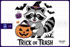 Feral Kid Halloween Raccoon Sublimation PNG Design Product Image 1
