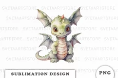 Watercolor cute Dragon sublimation png Product Image 1
