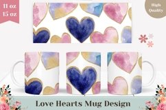 Blue Hearts Mug Design, Glitter Love Hearts Mug Wrap Product Image 1