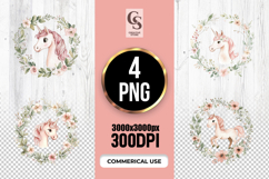 Floral Unicorn Wreath Clipart Sublimation PNG Product Image 1