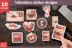 Romantic postage stamp stickers, Vintage Valentine Stickers Product Image 1