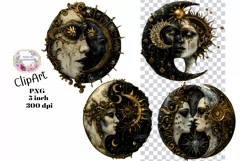 Moon, Sun, Stars, Fantasy, Ephemera, PNG, Clipart Product Image 1