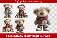 4 Christmas Teddy Bear Clipart | Cute Holiday Bear PNG Illus Product Image 1