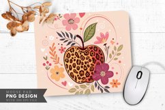 Trendy Leopard Apple with Floral Artistry Mouse Pad PNG Product Image 1
