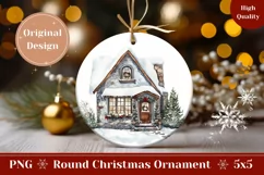 Watercolor House Ornament Sublimation, Winter House PNG Product Image 1