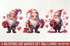 Cute Valentine Gnome Clipart, Gnome Clipart, Cute Gnome Product Image 1
