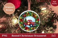 Red Christmas Truck Ornament, Christmas Product Tag Design Product Image 1