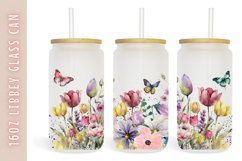 Flowers spring watercolor 16oz Libby Glass Can Product Image 1