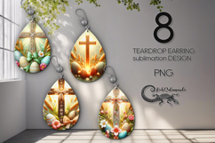 Easter cross | faith Sublimation Teardrop Earring design Product Image 1
