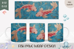 Koi Fish Mug Wrap, Sea Coffee Mug, Ocean Mug Sublimation Product Image 1