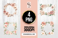 Boho Floral Wreath Clipart Sublimation PNG Product Image 1