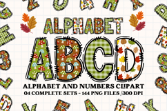 Fall Autumn Alphabet png clipart, fall autumn letters doodle Product Image 1
