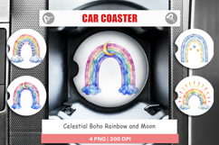 Celestial Rainbow Moon Car Coaster Product Image 1