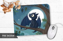 Curious Night Dragon on a Branch Mouse Pad PNG Design Product Image 1