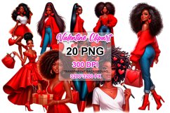 Valentines Day Clipart, Valentine Afro Girls, Love Clipart. Product Image 1