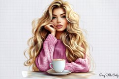 Coffee Shop Girls Clipart PNG Product Image 1