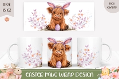 Cartoon Easter Cow Mug Wrap Design, Farm Mug Template Product Image 1