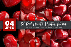 3d Red Hearts Digital Paper Product Image 1
