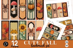 Printable Cute Fall Bookmarks Bundle Product Image 1