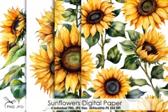 Sunflowers digital paper Product Image 1
