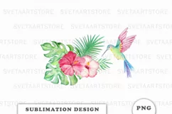 Watercolor Hummingbird Sublimation Downloads Product Image 1