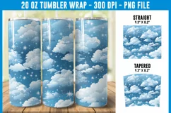 Snowy Clouds Tumbler Wrap | Winter Tumbler Wrap Product Image 1
