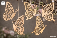 Spring Butterfly Ornaments SVG Bundle | Glowforge | Laser Product Image 1