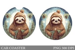 Christmas Sloth Car Coaster. Sloth Car Coaster Design Product Image 1