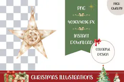 Boho Christmas Star Illustration, Gold Christmas Star PNG Product Image 1