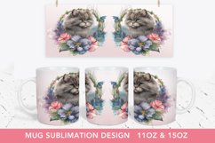 flowers cat Sublimation png, Mug Press Sublimation Design Product Image 1